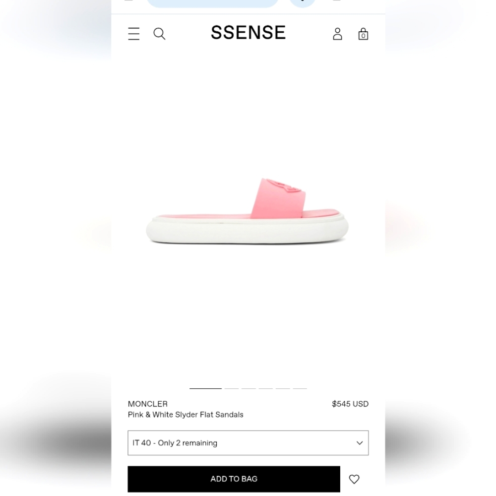 Moncler pink & white slyder flat sandals